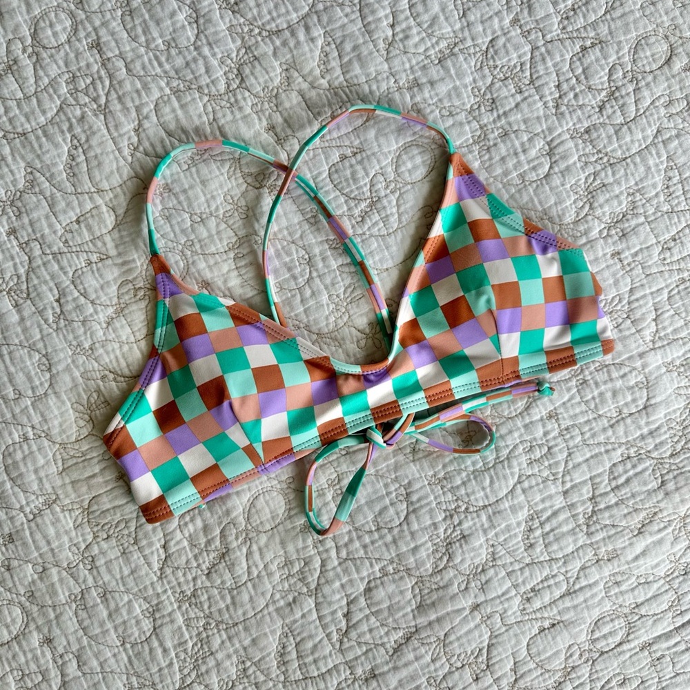 Cotton On Multicolor Checkered Bikini Top